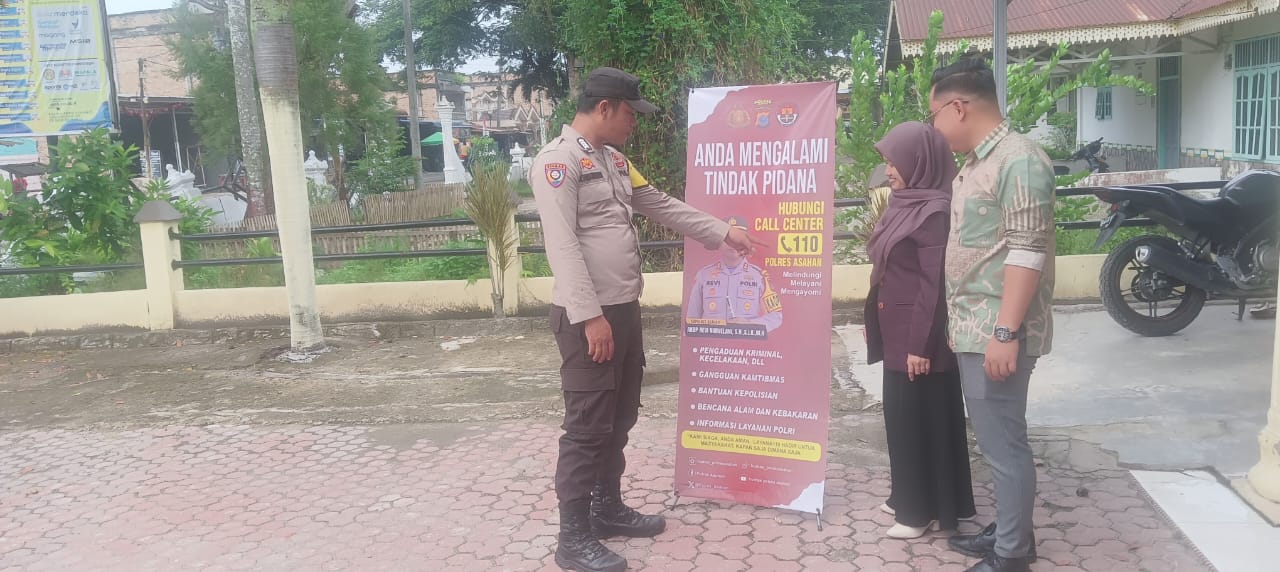 Bhabinkamtibmas Polsek Air Joman Himbau Warga Gunakan Layanan Call Center 110 Polres Asahan